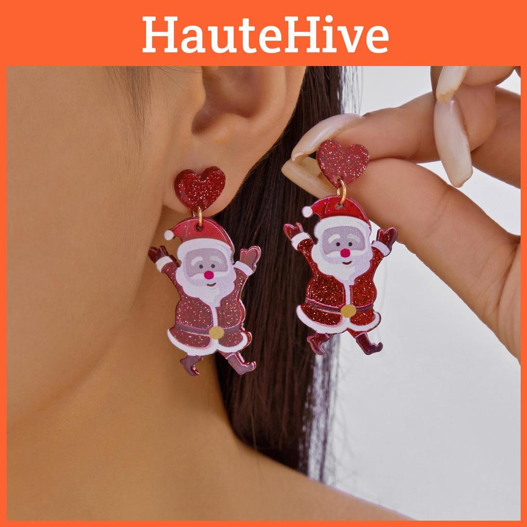Christmas Series Acrylic Earrings With Snowman Christmas Lights And Candy Cane For Festive Gift