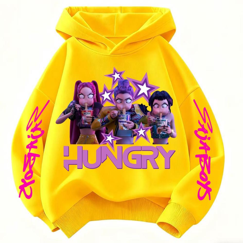 KPop Dämonenjäger Cartoon Niedliche Mädchen Kapuzenpullover Warm Rumi Kinder Welle Mode Lässige Oberteile Lässige Kleidung