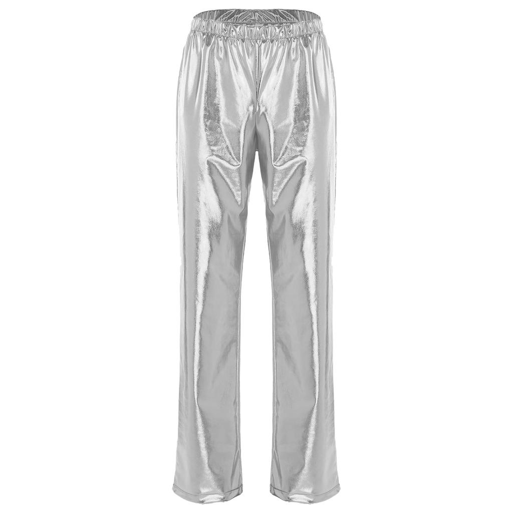 Herren Metallic Jazz Dance Hosen Elastischer Bund Design Halloween Mottoparty Bühnenauftritt Hosen