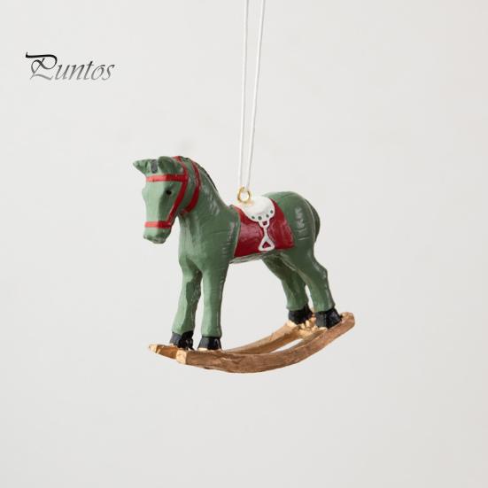 Retro-Weihnachtsanhänger, niedlicher farbiger 3D-Cartoon-Schaukelpferd-Harz-Hängeornament für Weihnachtsbaum, frohe Weihnachten, Zuhause, Urlaubsdekoration