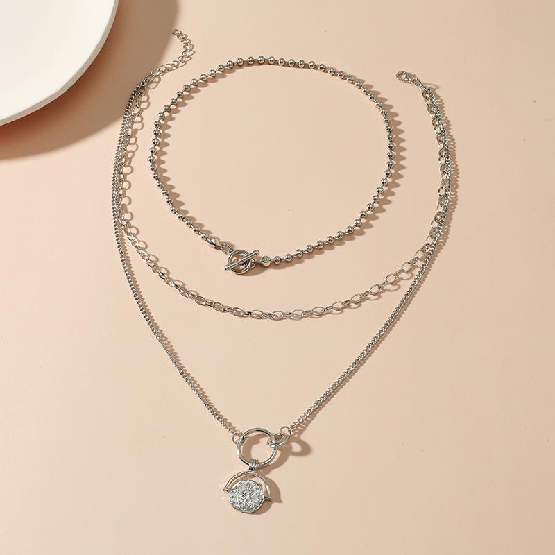 Silver Korean Heart Thick Chain Necklace - Women s Retro Style with Spliced Tank Design