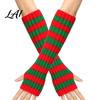 Fashionable Fall Arm Covers Striped Knitted Warmers for Women Fingerless Sleeves Soft Wrist Thermal Autumn Winter Fashion Accessories Girls