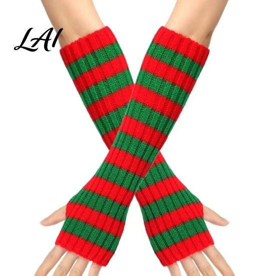 Fashionable Fall Arm Covers Striped Knitted Warmers for Women Fingerless Sleeves Soft Wrist Thermal Autumn Winter Fashion Accessories Girls
