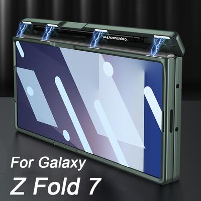 Magnetisches Scharnier 360 Schutzhülle für Samsung Galaxy Z Fold 7 6 5 Stifthalter Bildschirmschutz Glasständer Abdeckung für Galaxy Z Fold7 Hülle