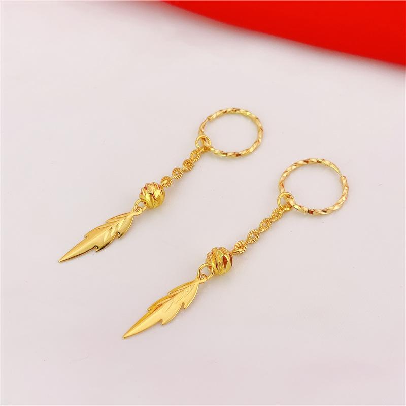 Gold Plated Gold Plated Earrings Female Student Simple Tassel Earrings Thread Simulated Vietnam Alluvial Gold Earrings