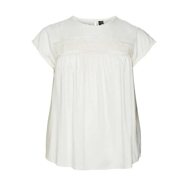 Vero Moda Curve Debbie Plissee Kurzarmbluse