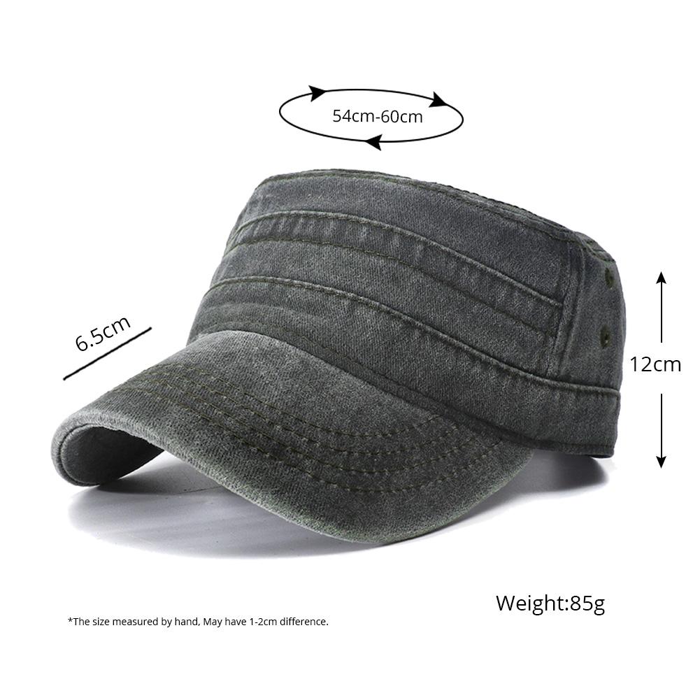 Couleur Militaire Simple Uni Réglable Chapeau Haut Plat Pêche Coton Lavé Vintage Genre Neutre Femmes Hommes Pour Chapeaux Casquette Militaire Extérieur Soleil