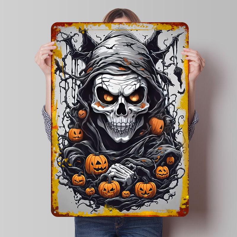 

Halloween Pumpkin Tin Plaque Poster Customized Wall Art Retro Vintage Metal Signs for Man Cave Gaming Room Decoration Cozy Decor 7.9x11.8In(20x30cm)