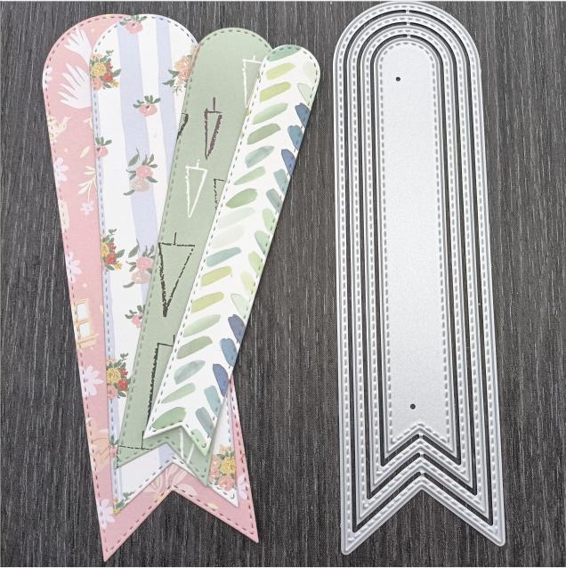 Sada vyřezávacích šablon s vroubkovaným rámečkem Kovové řezací šablony Steh pro přání k narozeninám, záložky, scrapbooking