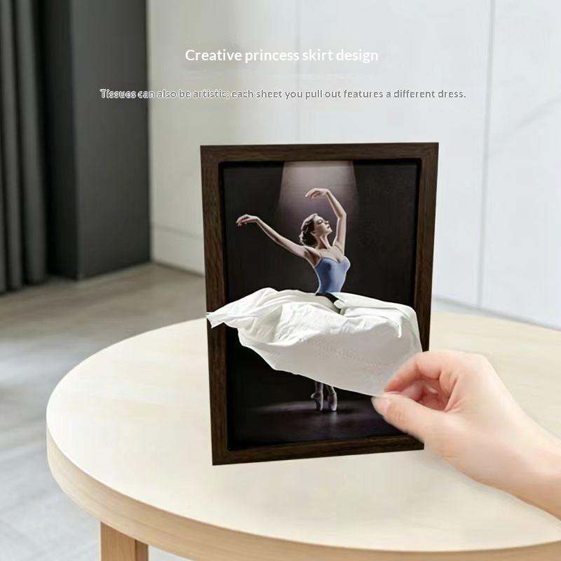 Ballet Dancer Tissue Box Cover Wooden Skirt Napkin Holder For Home Desktop Bedroom Bathroom Decorative Ballerina Tissue Box