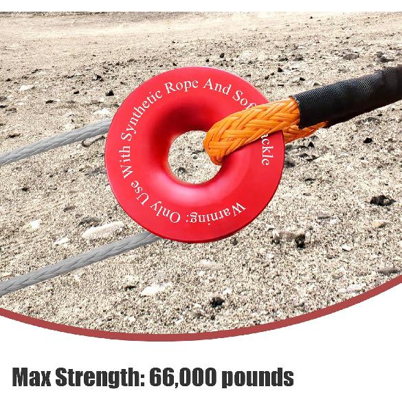 Recovery Ring 66,000 Lbs For Winch Snatch Compatible For SUV UTV ATV Off-Road Vehicle And Truck Pulley Towing Ring For Synthetic Rope And Soft