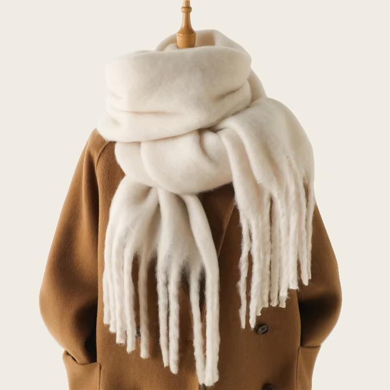 Winterschal für Damen Warm Einfarbig Pashmina Decke Wickeltuch Weiblich Dick Weich Bufanda Große Quaste Schal Lang Poncho Echarpe