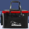 New 30-50cm Fishing Bucket EVA Foldable Carrying Handle Collapsible Live Fish Box with Side Pocket and Zipper for Travel Camping