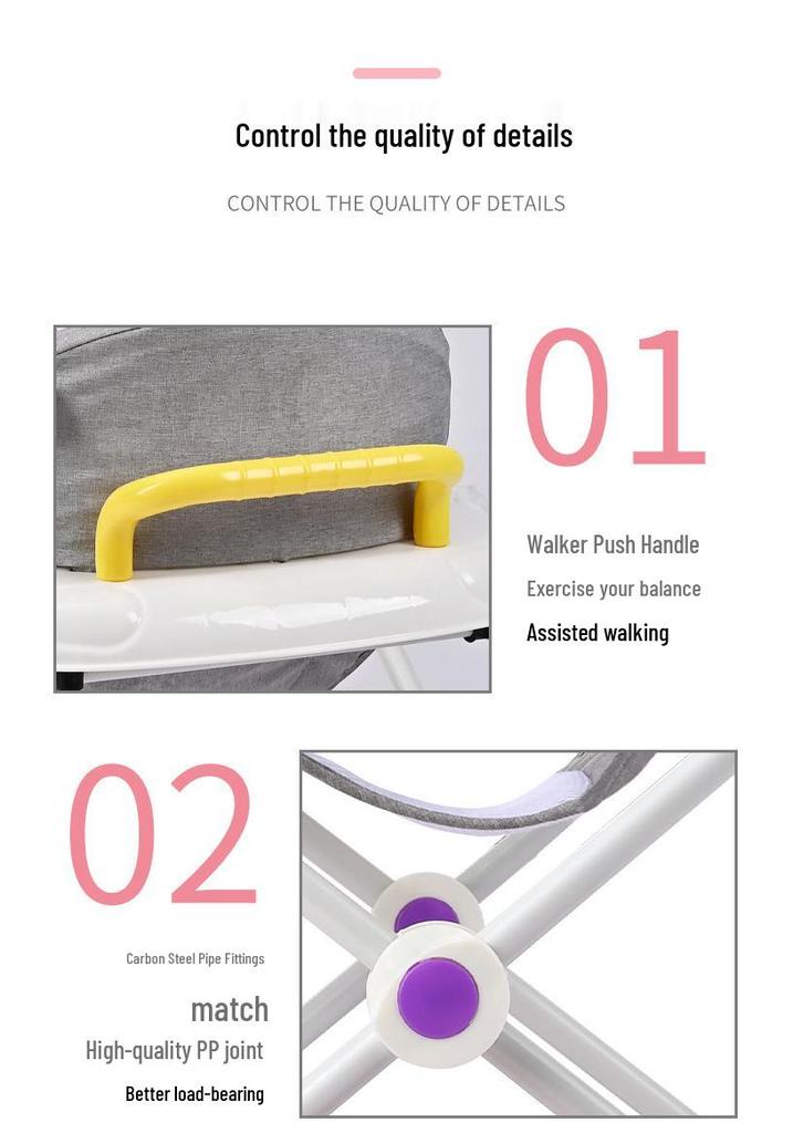 Multifunctional Anti-Tip Baby Walker with U-Shaped Pushchair