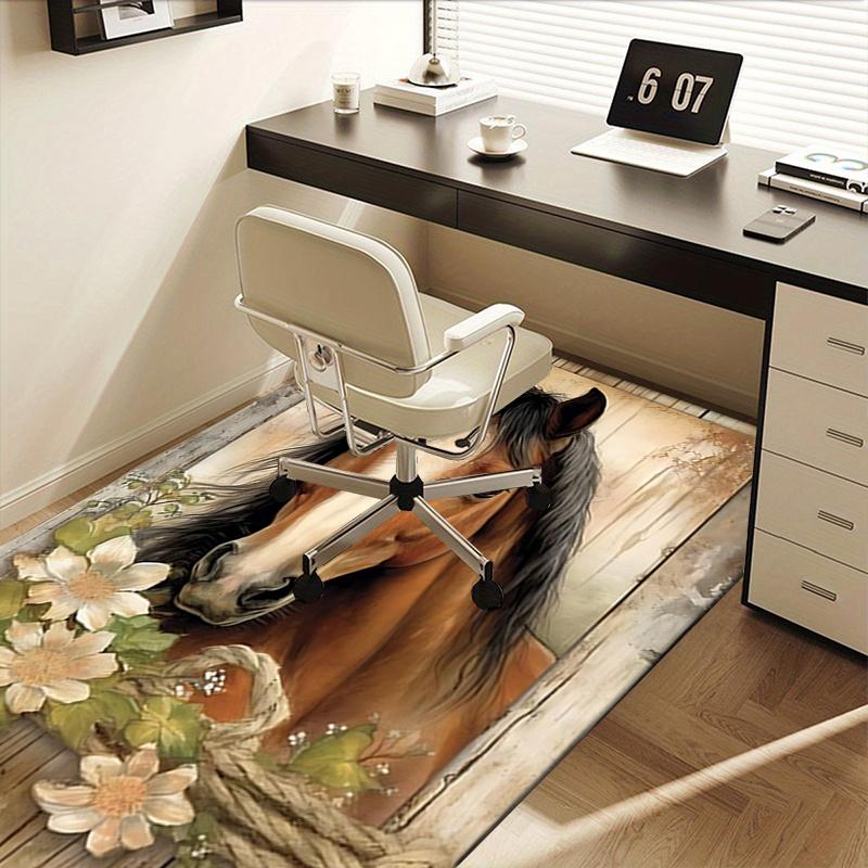 Χαλάκι Καρέκλας Γραφείου με Θέμα Άλογο: Μεγάλο Χαλί για Διακόσμηση Σπιτιού, Χαλί Καναπέ, Πατάκι Γραφείου, Ιδέα Δώρου για Γραφείο και Σαλόνι