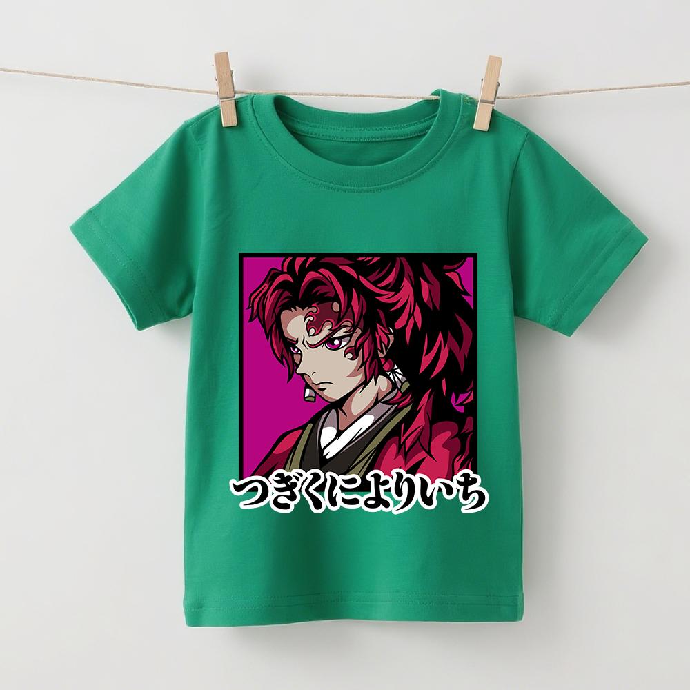 Demon Slayer Yoriichi Anime Print Cotton Boys Girls Short Sleeve Kids T Shirt Summer Casual Soft Breathable Daily Wear