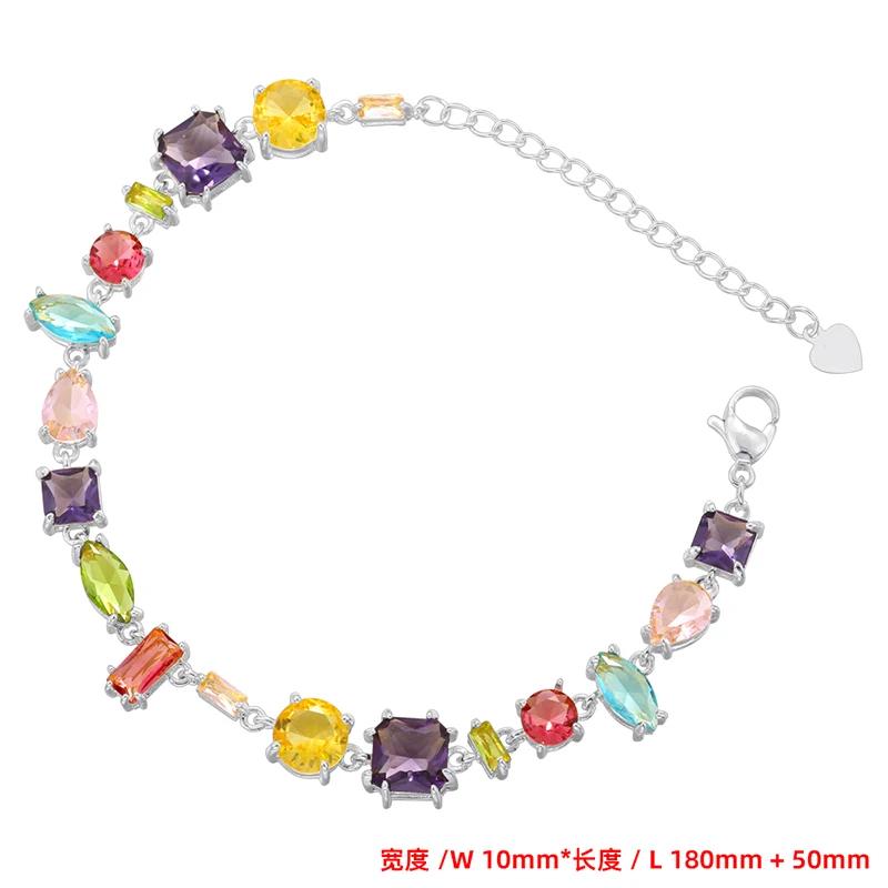 ZHUKOU Golden Plated Colourful Crystals Elegant Collarbone Necklace Ladies Beaded Bracelet Ladies Jewellery:VL585 VL586