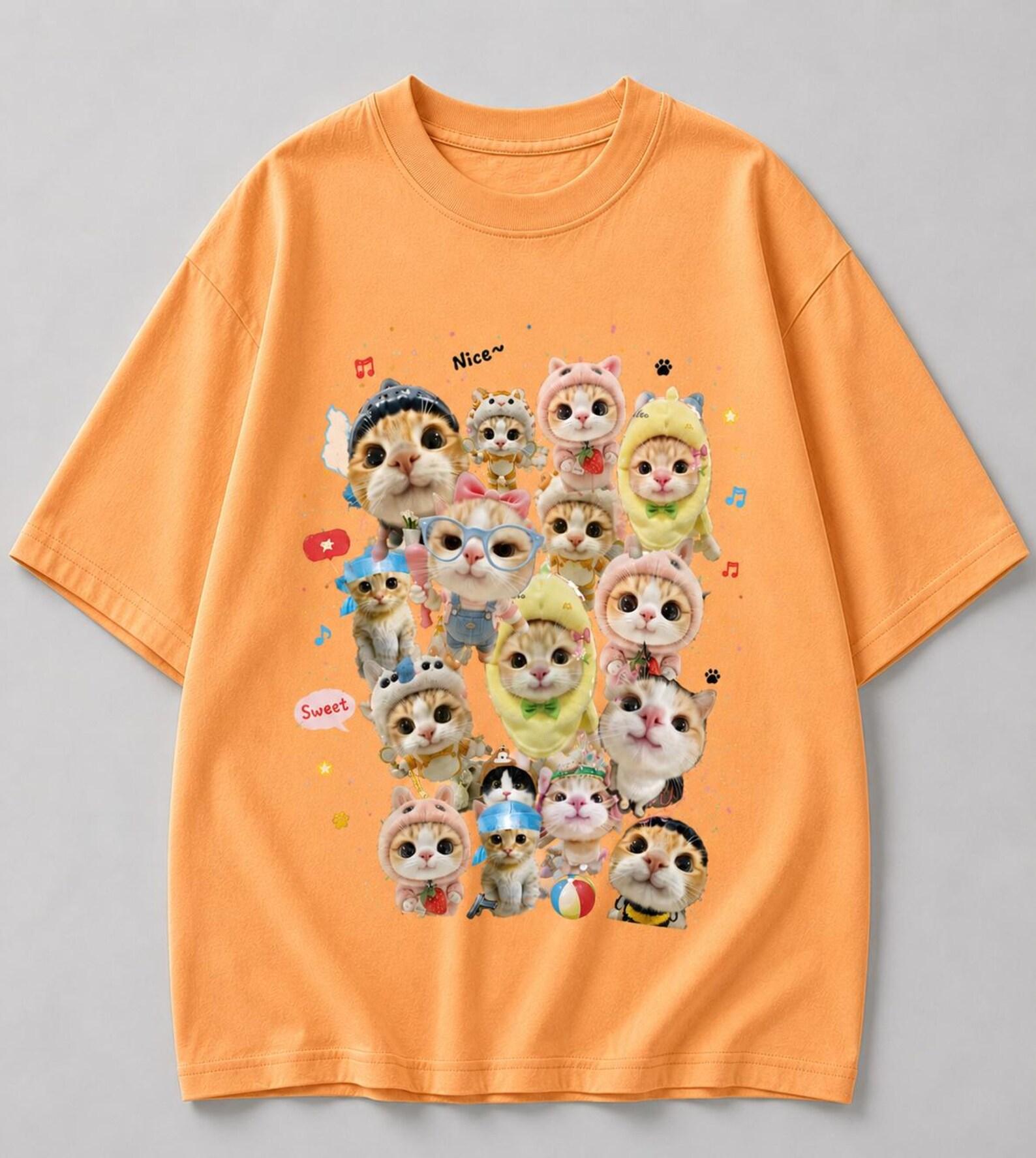 Kawaii Cat Collage T-Shirt – Adorable Kitten Graphic Tee for Cat Lovers 2XL