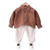Spring Boys Fashion Set Corduroy Shirt Two Piece Set