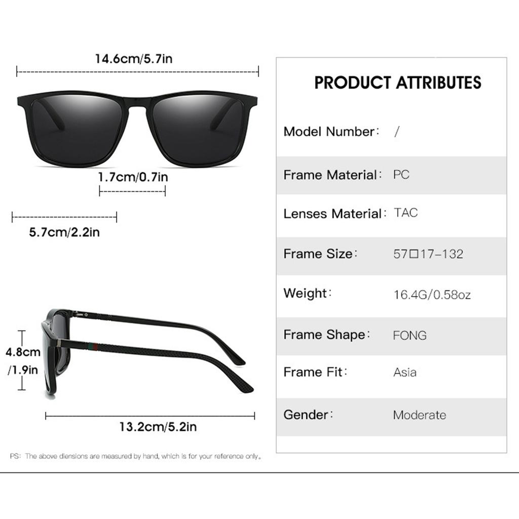 Polarized Sunglasses Classic Fashion Sunglasses Square Box for Men and Women Driving Fishing Glasses.
