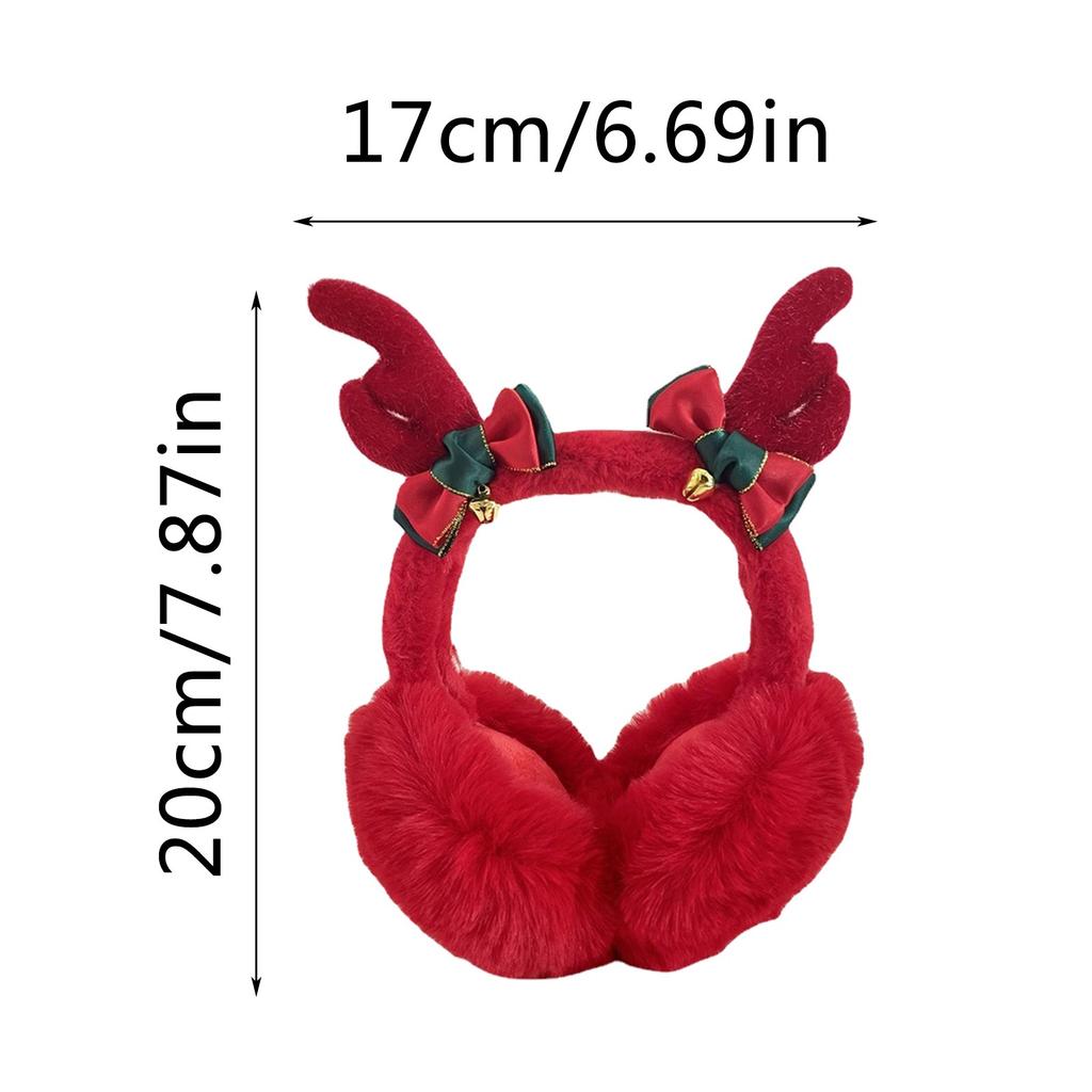 Winter Red Christmas Earmuffs Women Cute Elk Move Air Bag Earmuffs New Year Blessing Word Outdoor Cold Protection Solid Earmuff
