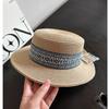 Spring tide bohemian ethnic style big brim braided flat top milliner sunscreen travel