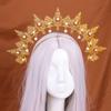 Gold Plated Sun Goddess Crown Baroque Baroque Tiara Headband Fashion Halo Crown Photography Props