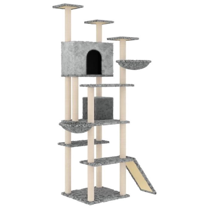 171595 vidaXL Arbre à chat avec griffoirs en sisal Gris clair 191 cm