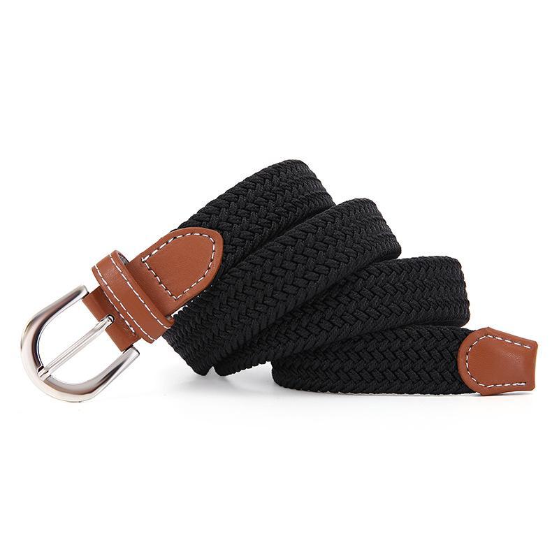 Women's Solid Color Elastic Canvas Belt with Pin Buckle