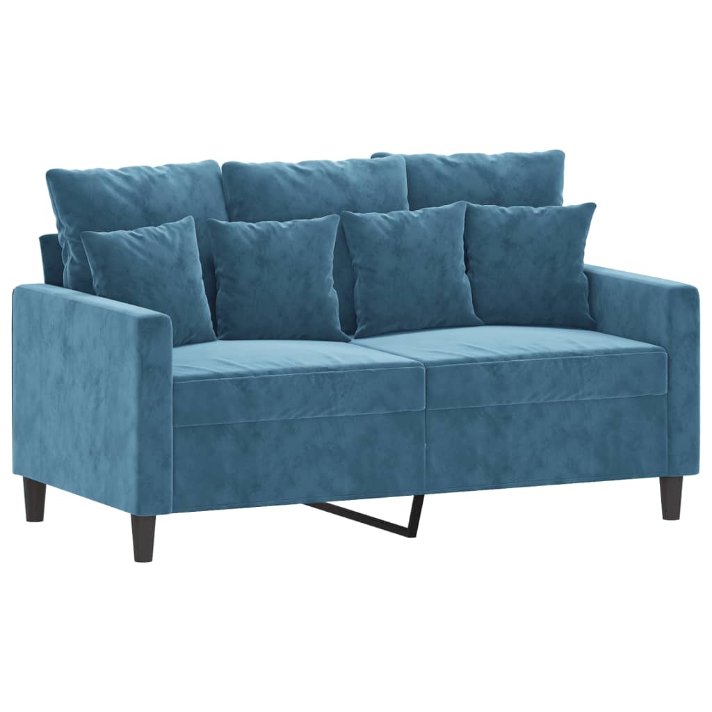 2 Piece Sofa Set with Cushions Blue Velvet