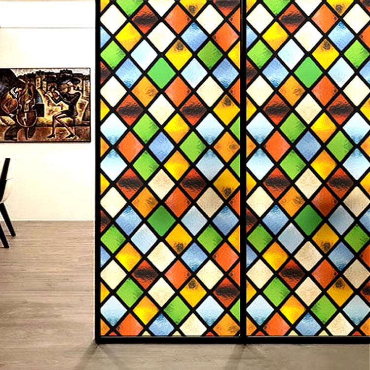 Özelleştirilmiş Avrupa tarzı kilise renkli retro cam çıkartmaları buzlu pencere filmi banyo ışık önleyici pencere çıkartmaları kağıdı