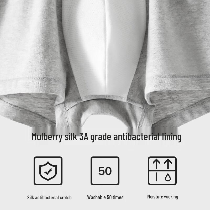 Hengyuanxiang Men's Pure Cotton Antibacterial Boxer Briefs