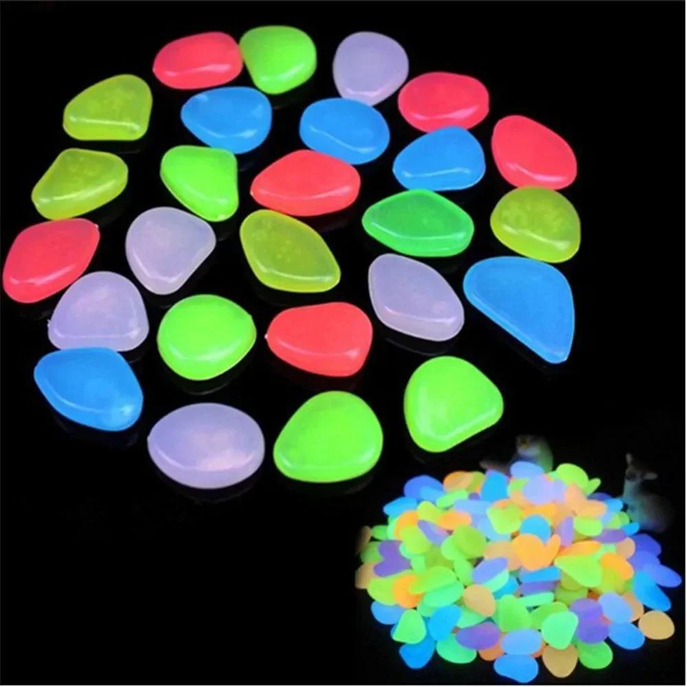 50pcs Aquarium Luminous Pebbles Stones Fish Tank Decoration Resin Glow In The Dark Stones Fish Tank Aquarium Decorations