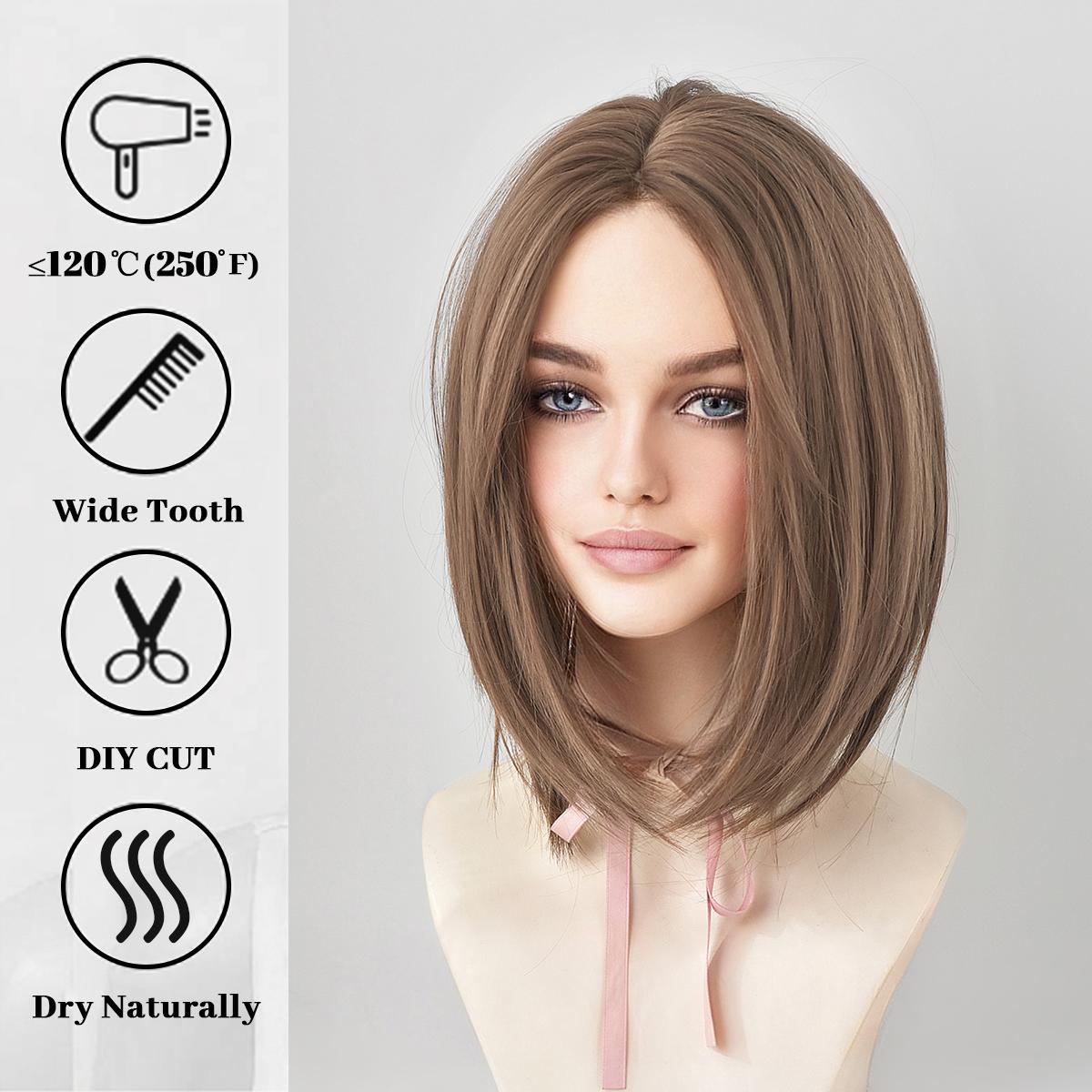 

Короткие прямые синтетические парики для ежедневных свиданий для женщин, льняные парики боб с челкой, термостойкие поддельные для косплея, вечеринки