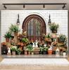 Easter white brick wall flower rabbit Easter egg shooting Backdrop spring flower wall children's birthday party banner Backdrop