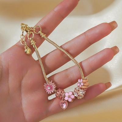 Fashion Celebrity Light Luxury Pan Dl Simple Flower Love Pendant Accessories Personalized Women'S Bracelet