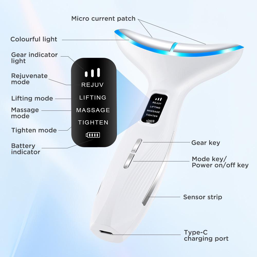 EMS Microcurrent Neck & Face Beauty Device with Vibration and Light Therapy