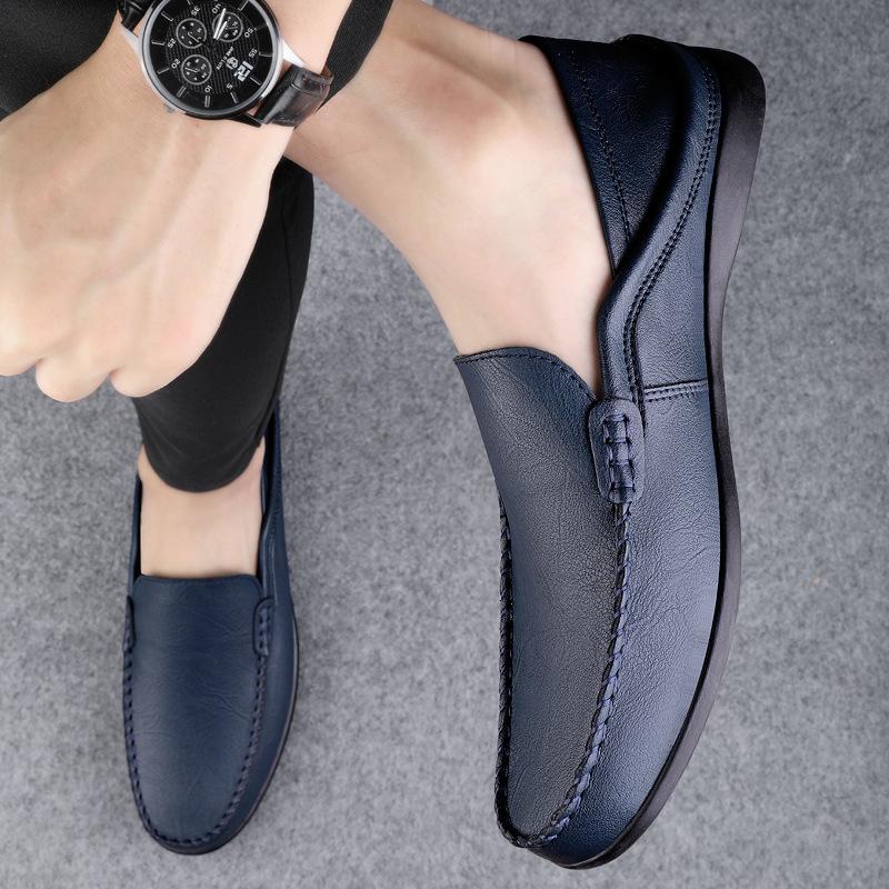 Men's shoes 2025 summer new men's British style beanie shoes trend line driving lazy people step on the heel driving casual shoes