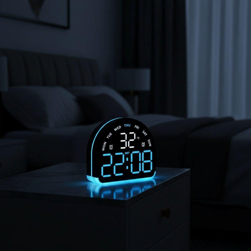 Ambient Light Digital Alarm Clock Temperature Display Desktop Clock LED Clock  Bedroom Use