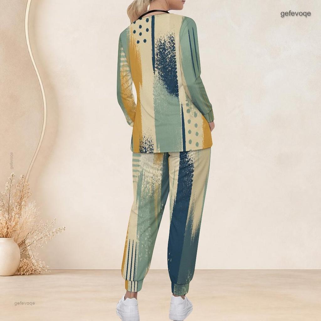Women Plus Size Nurse Scrub Set V Neck Long Sleeve Printed Navy Blue Black Pocket Top And Pants