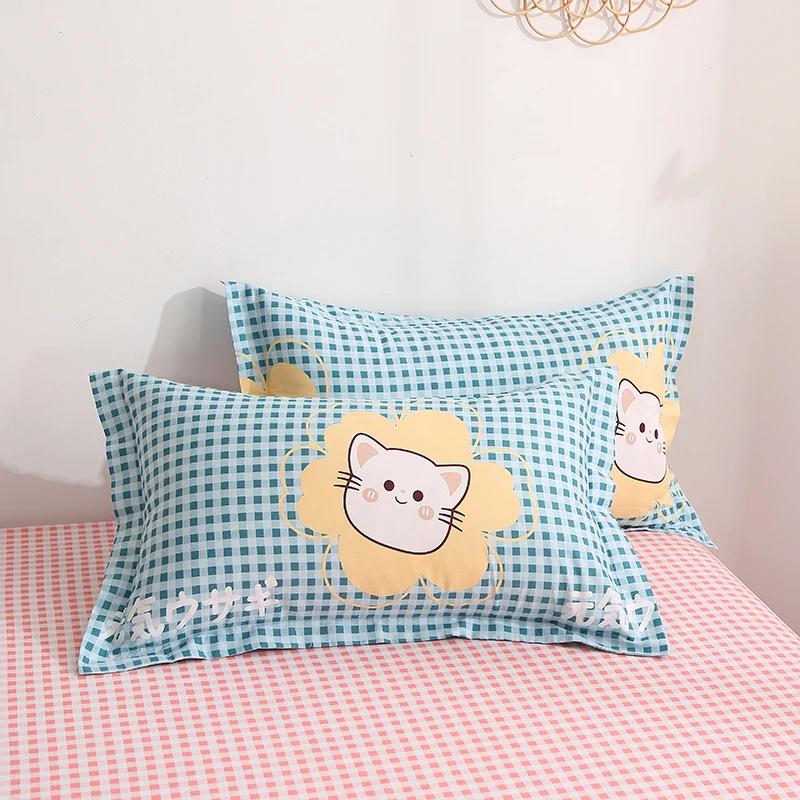 Cotton Printed Cartoon Pillowcase 2 Pieces Comfortable and Soft 48x74cm Pillow Cases