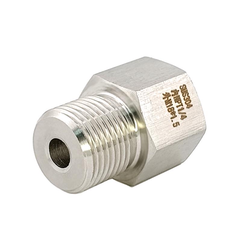 

Stainless Steel 304 Threaded Adapter, Female NPT1/4 to Male M18X1.5 Metric-Imperial Reducer