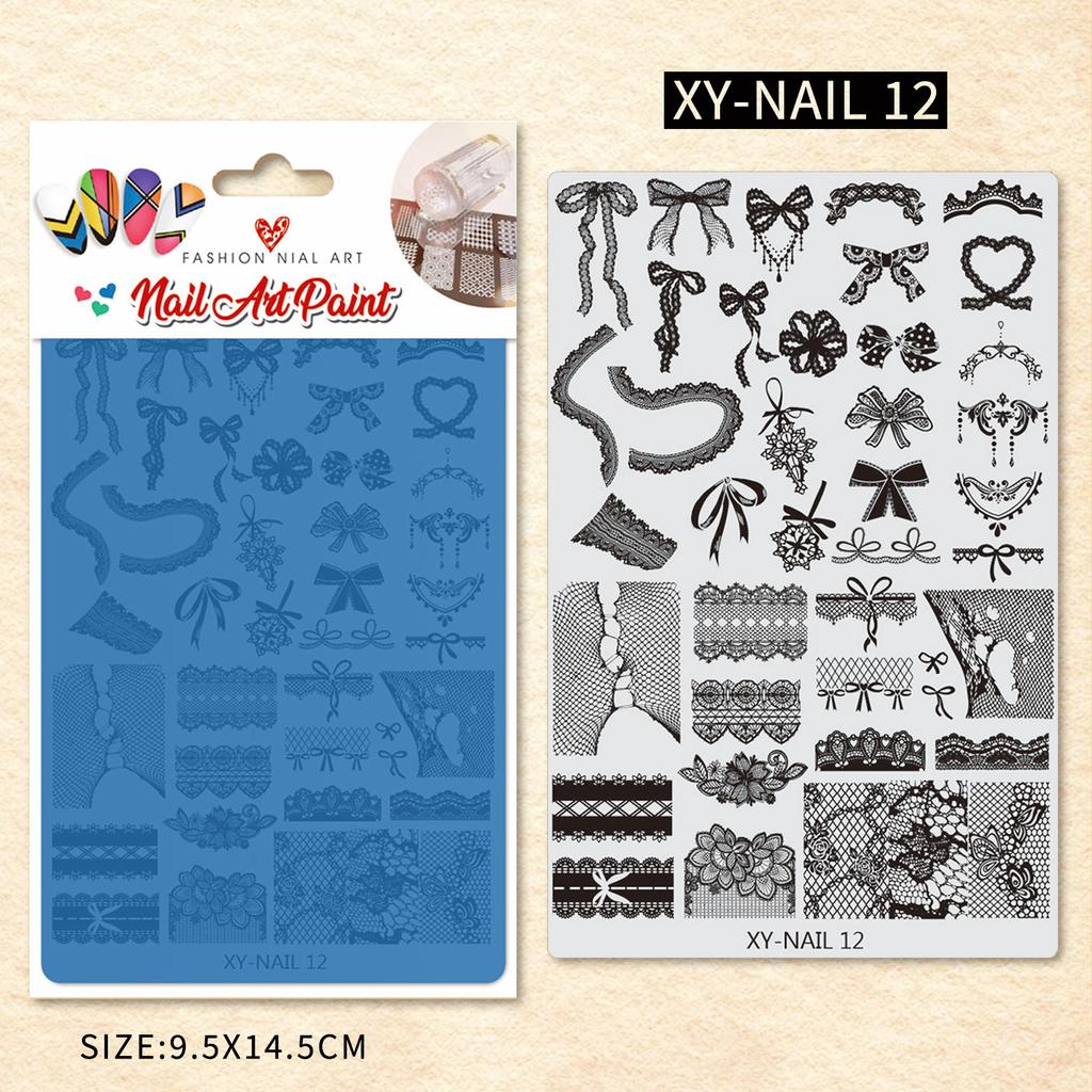 Nail Art Printing Steel Plate Lace Butterfly Pattern Flower French Large Transfer Silicone Seal Steel Plate Printing Rubber Plate