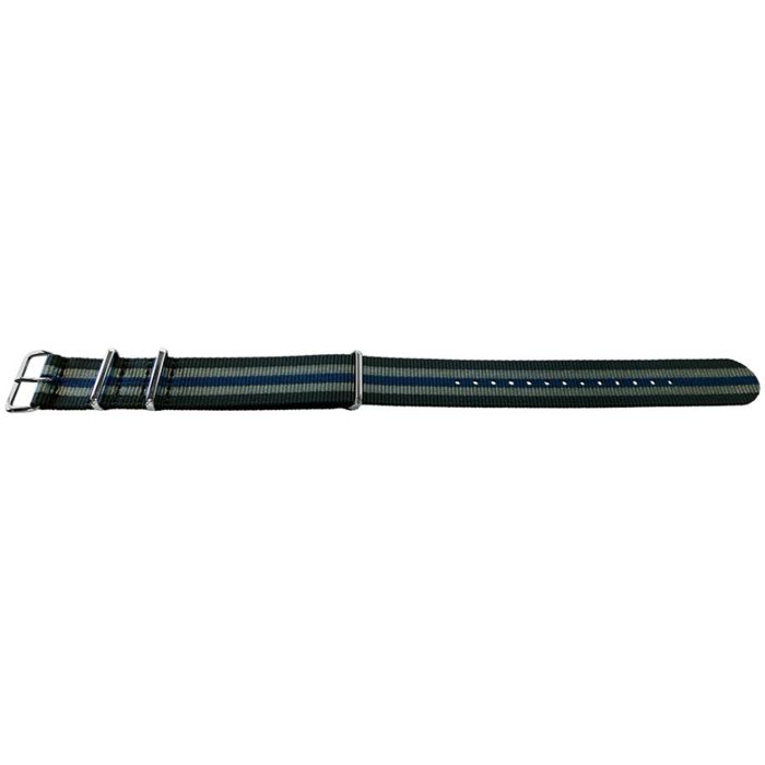 Bracelet de montre - MY-MONTRE - Édition Ceinture de sécurité - 22mm - Noir/Gris/Bleu - Tissu &amp; boucles acier