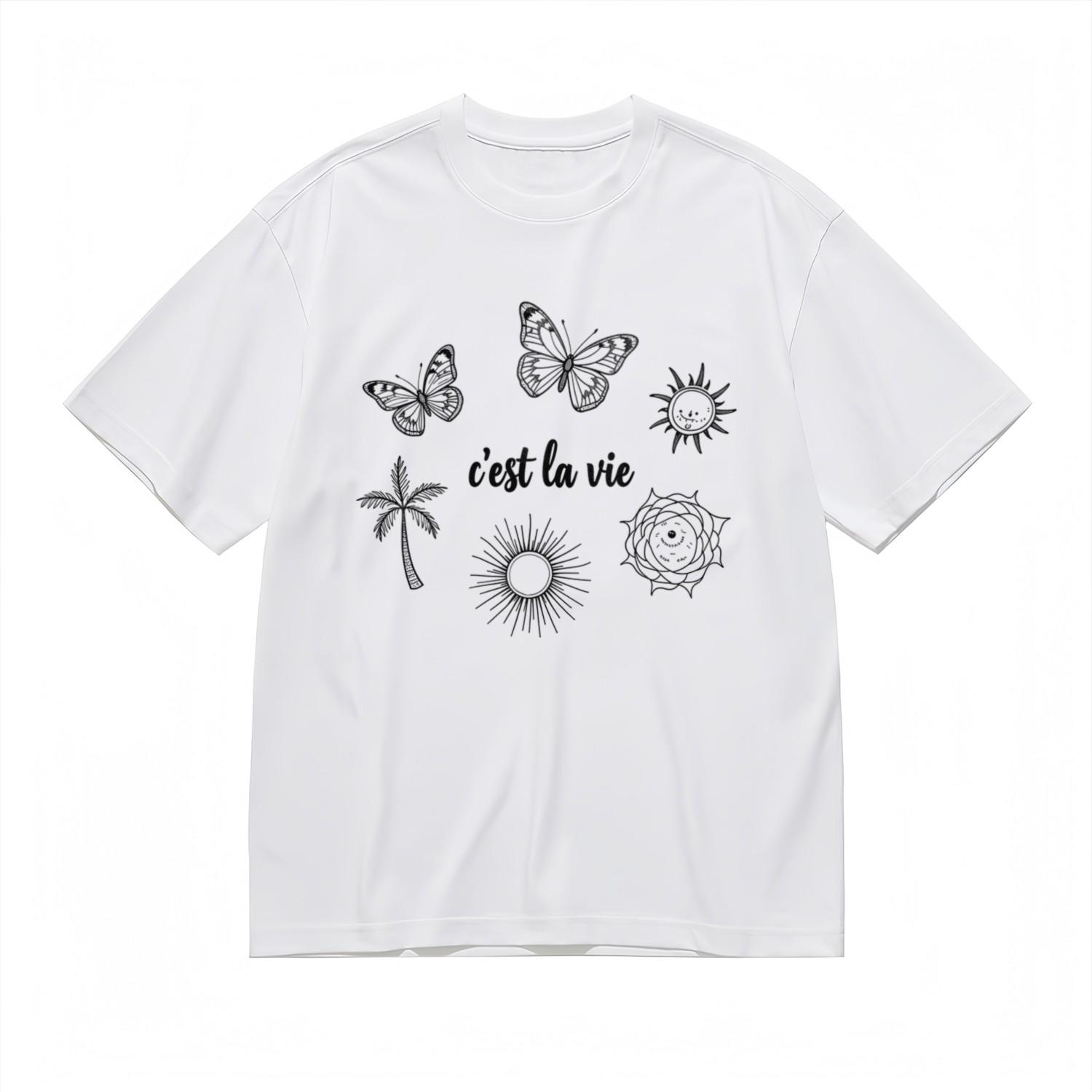 Women s Soft Fashion Comfy Classic T-Shirt Mens Womens Tees Top French Phrase Design 100% Cotton Tee S