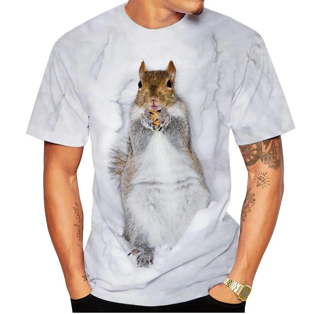 Summer Funny Squirrel 3D Print T-Shirts Streetwear Casual Men Women Fashion Short Sleeve T Shirt O-Neck Male Tees Tops Clothing