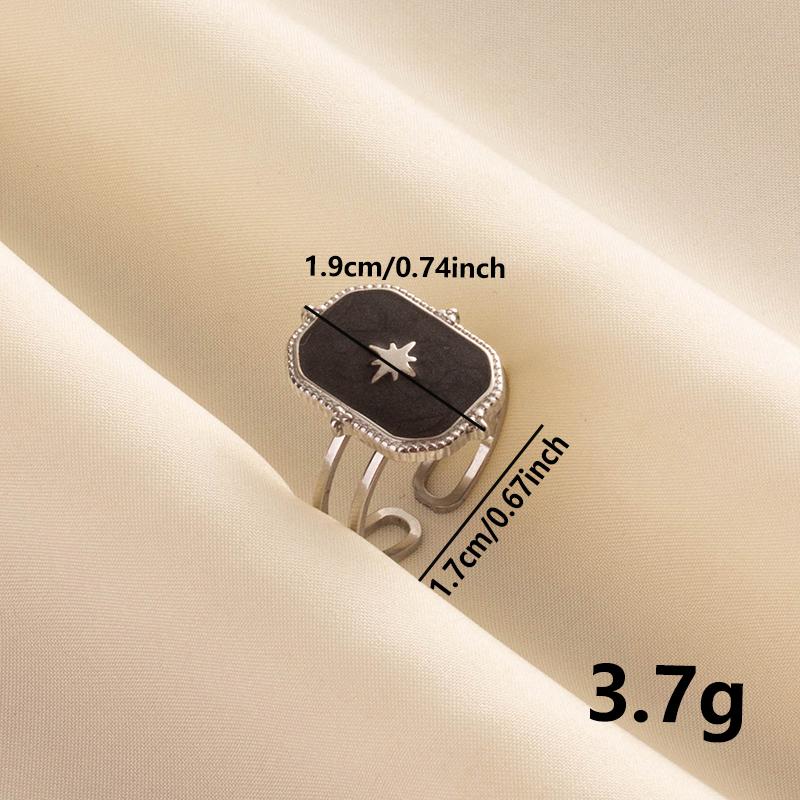 Punk Silver Color Black Enamel Sun Moon Star Eye Rings For Women Men Accessories Stainless Steel Ring Open Finger Jewelry Bagues