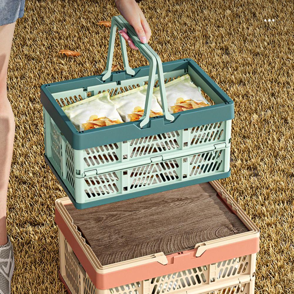 Large Capacity Outdoor Picnic Basket Plastic Foldable Storage Box For Kitchen and Camping