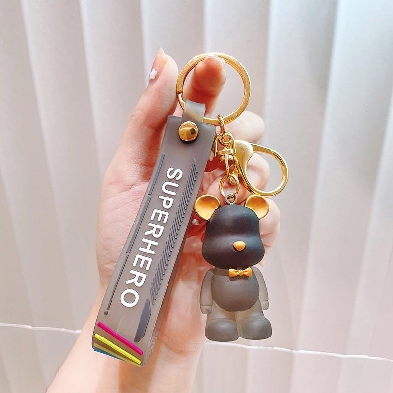 Stylish Resin Bear Keychain Transparent Design For Creative Gift Giving