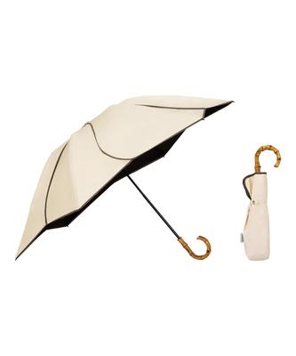The Strongest Parasol UVO Folding Umbrella 3 Tiers Floral Beige Shading UV Protection Heat Protection For Sunny and Rainy 55cm Ribs Bamboo Stylish